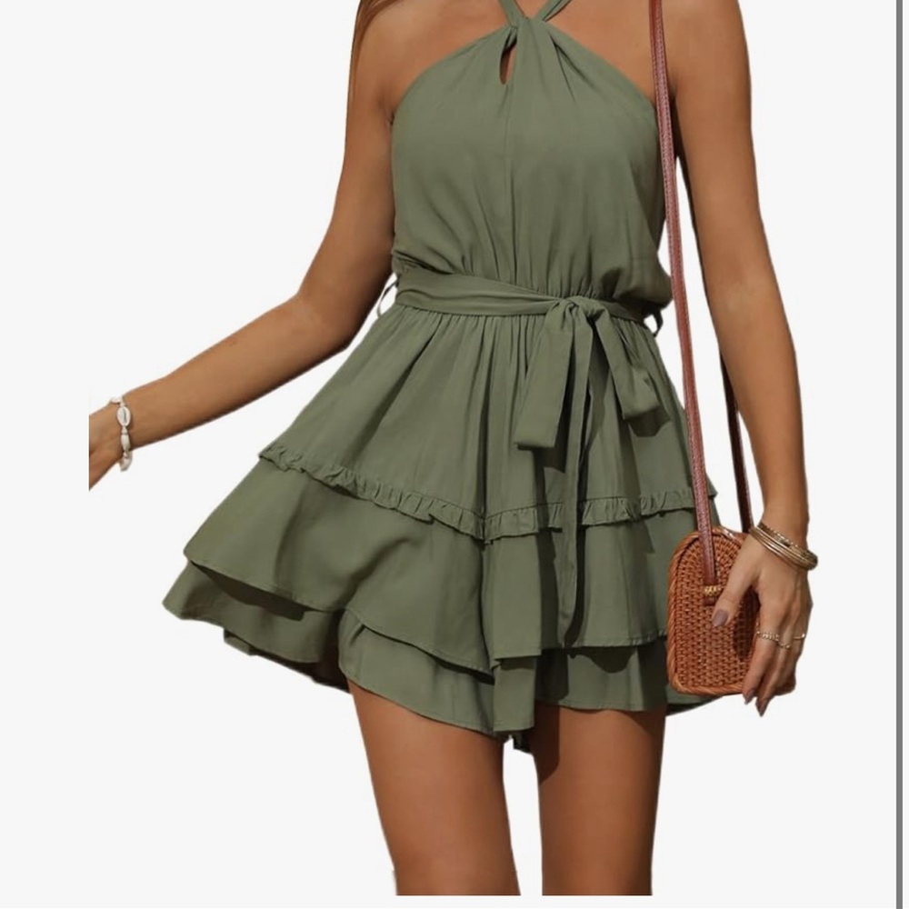 Amazon Olive Green Halter Romper